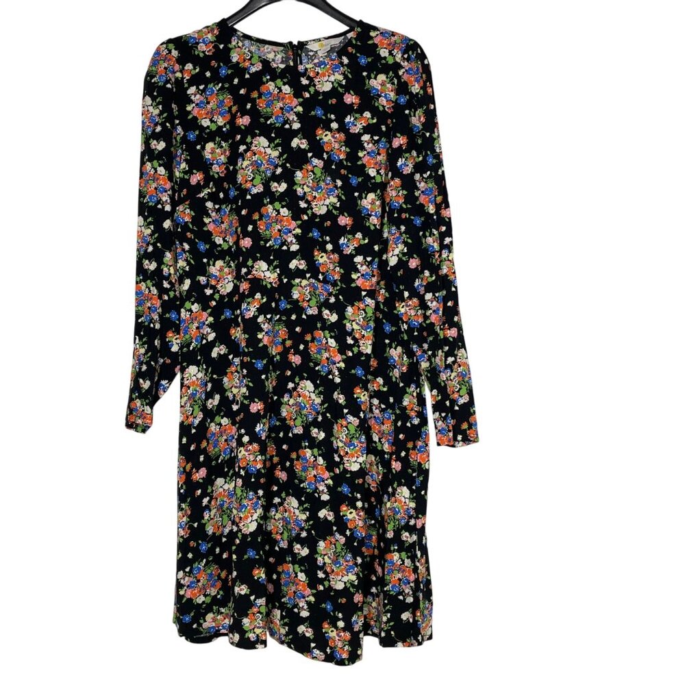 Boden Wild Cluster Floral Fit & Flare Dress Sz 14R Boho Cottage Country